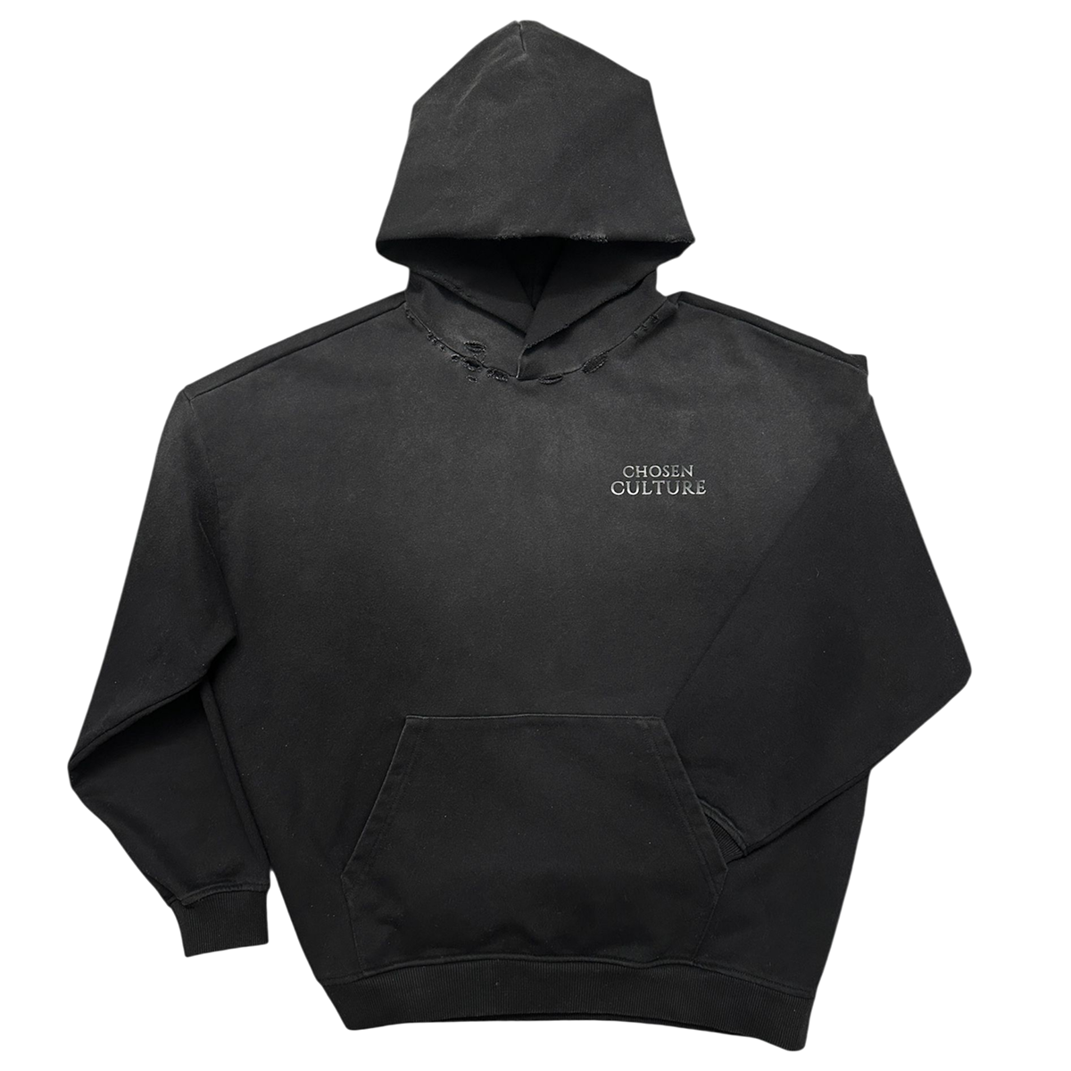 Distressed Acid Wash Hoodie 'Black'