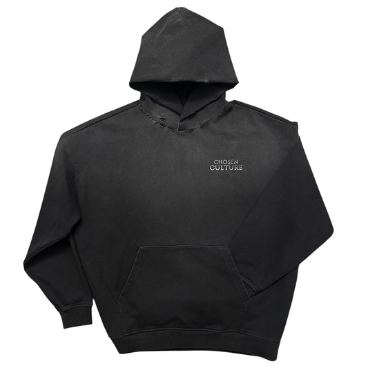 Distressed Acid Wash Hoodie 'Black'